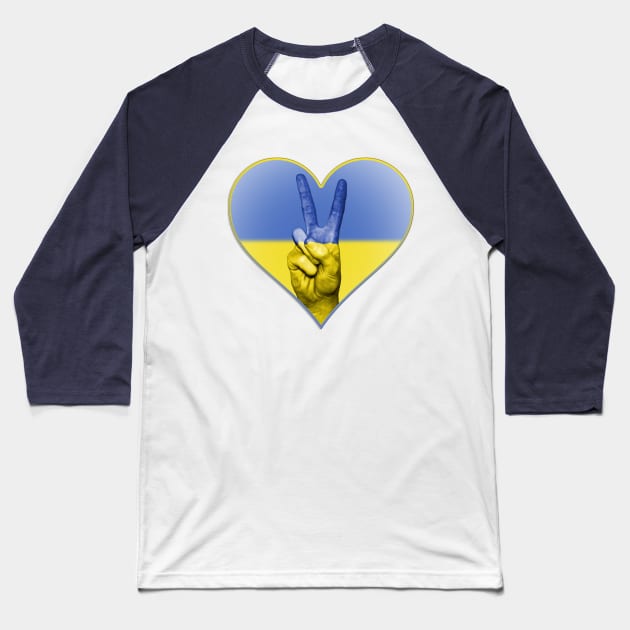 Ukrainian flag inside a heart Baseball T-Shirt by tashashimaa